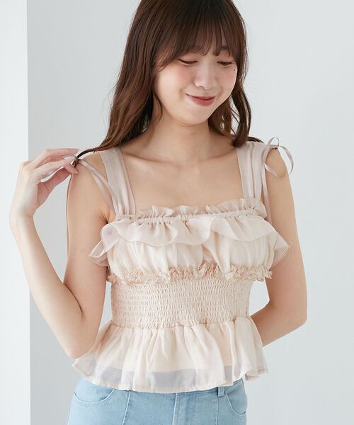 MAJESTIC LEGON(マジェスティックレゴン)の「シャーリングビスチェ(キャミソール・レディース・ブルー/アイボリー/ピンク・MEDIUM)」の11枚目の写真