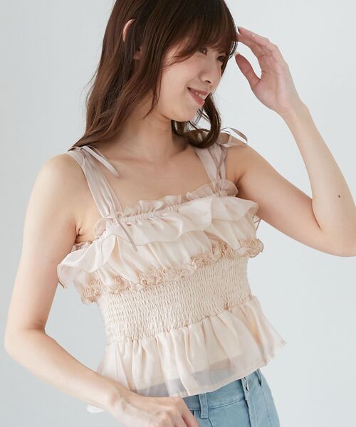 MAJESTIC LEGON(マジェスティックレゴン)の「シャーリングビスチェ(キャミソール・レディース・ブルー/アイボリー/ピンク・MEDIUM)」の12枚目の写真