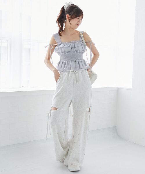 MAJESTIC LEGON(マジェスティックレゴン)の「シャーリングビスチェ(キャミソール・レディース・ブルー/アイボリー/ピンク・MEDIUM)」の16枚目の写真