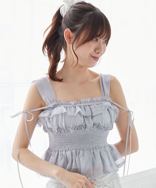 MAJESTIC LEGON(マジェスティックレゴン)の「シャーリングビスチェ(キャミソール・レディース・ブルー/アイボリー/ピンク・MEDIUM)」の20枚目の写真