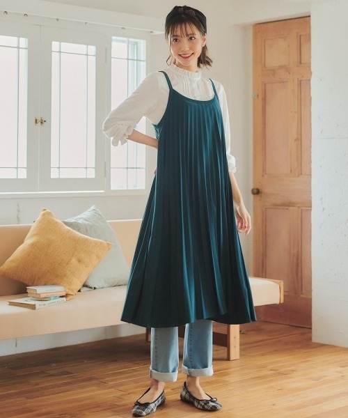 SMILE LAND（スマイルランド）の「＜大きいサイズ＞ カットソープリーツキャミワンピース（ワンピース・レディース・チャコールグレー/ブラック/ブラウン/グリーン系・4L/3L/LL/L/5L）」の13枚目の写真