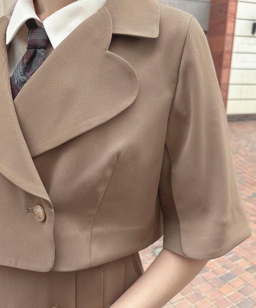 F i.n.t（フィント）の「【セットアップ対応】ハートラペルケープスリーブジャケット（セットアップ・レディース・ブルーグリーン/モカ・FREE）」の10枚目の写真