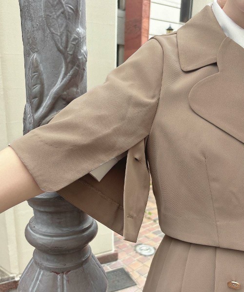 F i.n.t（フィント）の「【セットアップ対応】ハートラペルケープスリーブジャケット（セットアップ・レディース・ブルーグリーン/モカ・FREE）」の11枚目の写真