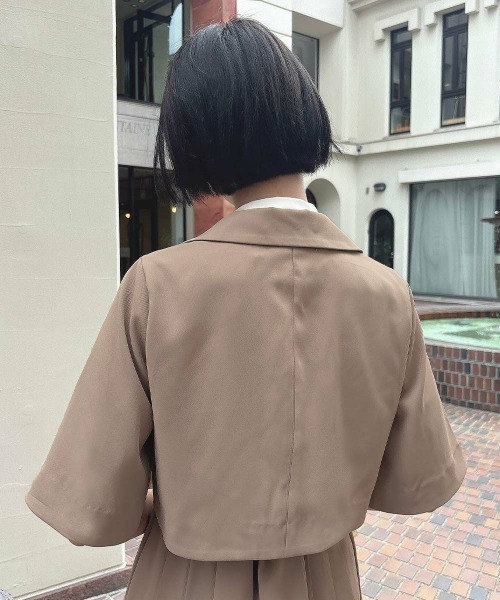 F i.n.t（フィント）の「【セットアップ対応】ハートラペルケープスリーブジャケット（セットアップ・レディース・ブルーグリーン/モカ・FREE）」の12枚目の写真