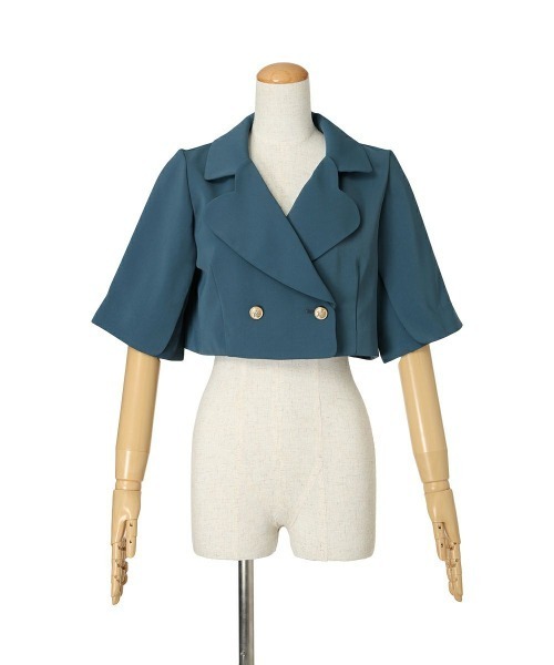 F i.n.t（フィント）の「【セットアップ対応】ハートラペルケープスリーブジャケット（セットアップ・レディース・ブルーグリーン/モカ・FREE）」の13枚目の写真