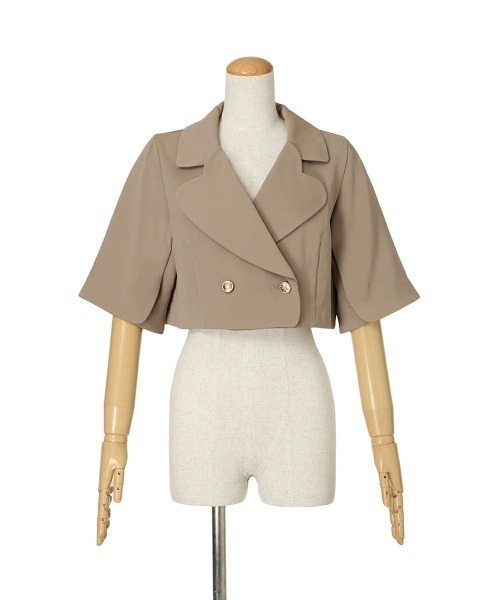 F i.n.t（フィント）の「【セットアップ対応】ハートラペルケープスリーブジャケット（セットアップ・レディース・ブルーグリーン/モカ・FREE）」の14枚目の写真