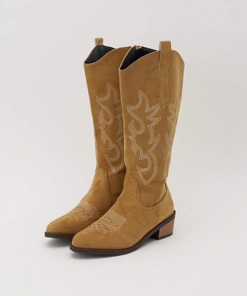 スウェード刺繍ウエスタンロングブーツ（ブーツ）｜CIAOPANIC（チャオ