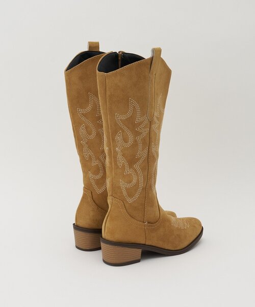 CIAOPANIC（チャオパニック）の「スウェード刺繍ウエスタンロングブーツ（ブーツ・レディース・ブラウン/ピンク・MEDIUM/SMALL/LARGE）」の10枚目の写真