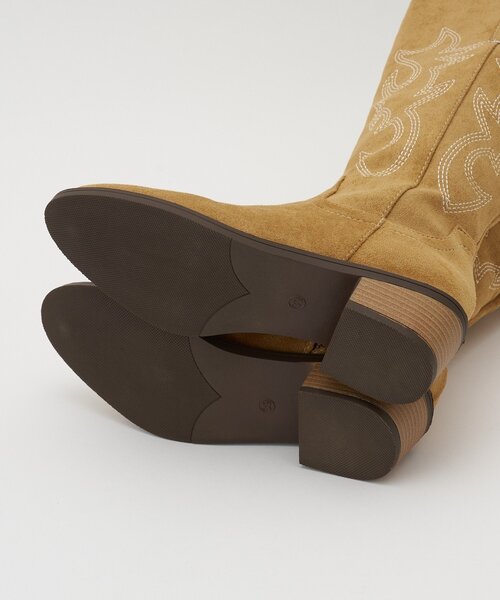 CIAOPANIC（チャオパニック）の「スウェード刺繍ウエスタンロングブーツ（ブーツ・レディース・ブラウン/ピンク・MEDIUM/SMALL/LARGE）」の13枚目の写真