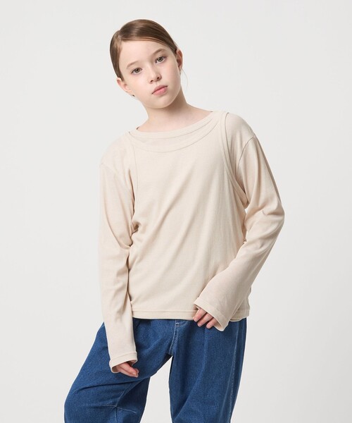 green label relaxing（グリーンレーベルリラクシング）の「シースルー ロンT＋タンク セット / キッズ  100㎝-160㎝（Tシャツ/カットソー・キッズ・ターコイズブルー系/ナチュラル/ダークグレー・150cm/140cm/120cm/100cm/130cm/110cm/160cm）」の11枚目の写真