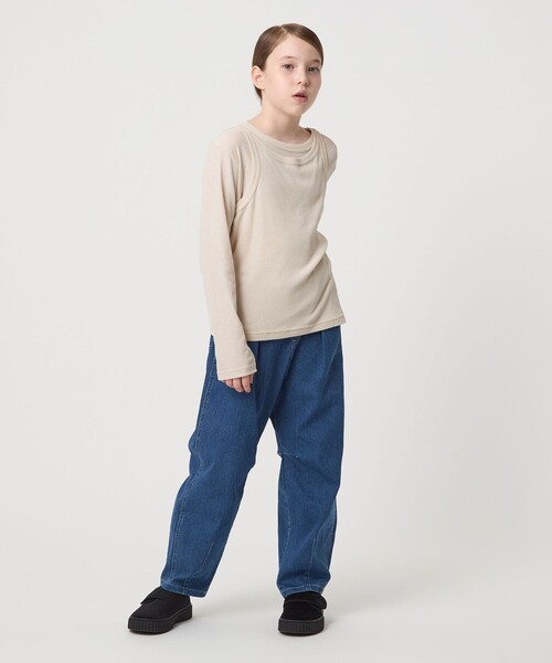 green label relaxing（グリーンレーベルリラクシング）の「シースルー ロンT＋タンク セット / キッズ  100㎝-160㎝（Tシャツ/カットソー・キッズ・ターコイズブルー系/ナチュラル/ダークグレー・150cm/140cm/120cm/100cm/130cm/110cm/160cm）」の12枚目の写真