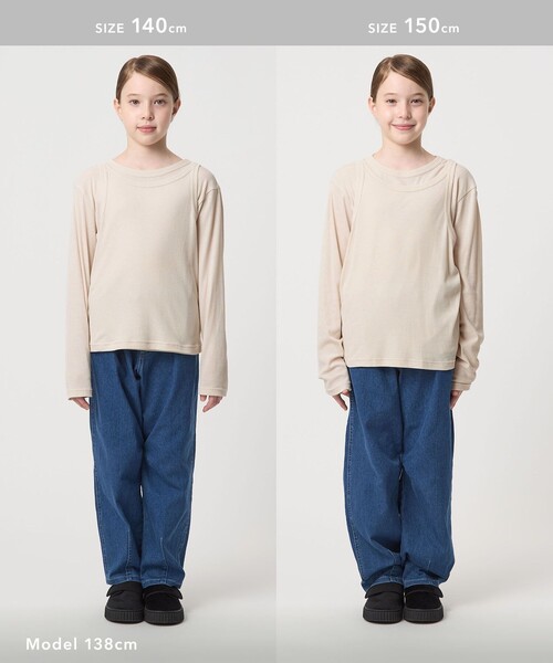 green label relaxing（グリーンレーベルリラクシング）の「シースルー ロンT＋タンク セット / キッズ  100㎝-160㎝（Tシャツ/カットソー・キッズ・ターコイズブルー系/ナチュラル/ダークグレー・150cm/140cm/120cm/100cm/130cm/110cm/160cm）」の13枚目の写真