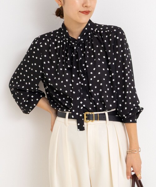 NOLLEY’S（ノーリーズ）の「ジョーゼットボウタイブラウス（シャツ/ブラウス・レディース・ミント/ブラック系その他3/キナリ・38）」の3枚目の写真