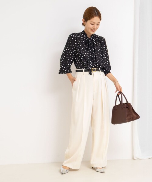 NOLLEY’S（ノーリーズ）の「ジョーゼットボウタイブラウス（シャツ/ブラウス・レディース・ミント/ブラック系その他3/キナリ・38）」の6枚目の写真