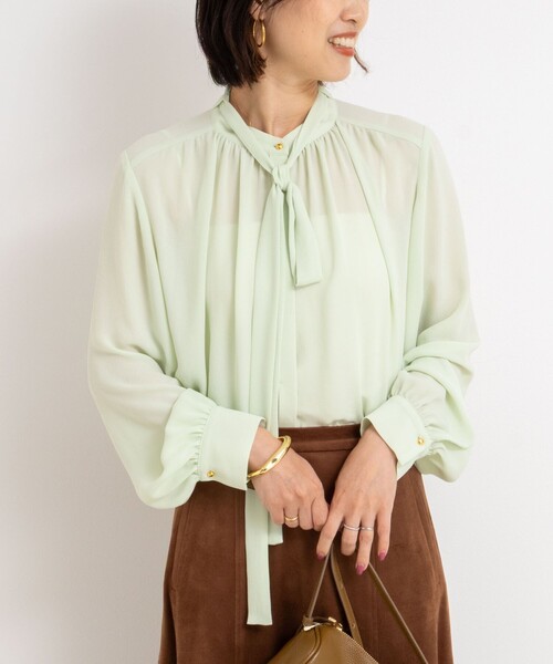 NOLLEY’S（ノーリーズ）の「ジョーゼットボウタイブラウス（シャツ/ブラウス・レディース・ミント/ブラック系その他3/キナリ・38）」の20枚目の写真