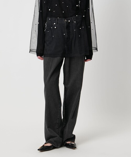 AEWEN MATOPH(イウエン マトフ)の「<AEWEN MATOPH>デニムタックパンツ(デニムパンツ・レディース・ブラック/ライトブルー/コバルトブルー・36/34/38)」の2枚目の写真