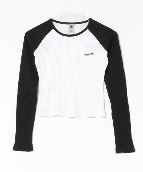 ELEMENT(エレメント)の「ELEMENT/エレメント リブリンガーTシャツ ロンT クロップド丈 BF024-065(Tシャツ/カットソー・レディース・ブラック/ホワイト/ホワイト×ブラック・M)」の19枚目の写真