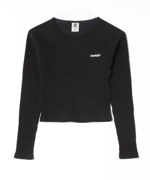 ELEMENT(エレメント)の「ELEMENT/エレメント リブリンガーTシャツ ロンT クロップド丈 BF024-065(Tシャツ/カットソー・レディース・ブラック/ホワイト/ホワイト×ブラック・M)」の20枚目の写真