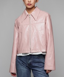 ライダースジャケット（ピンク/桃色系・合成皮革/人工皮革