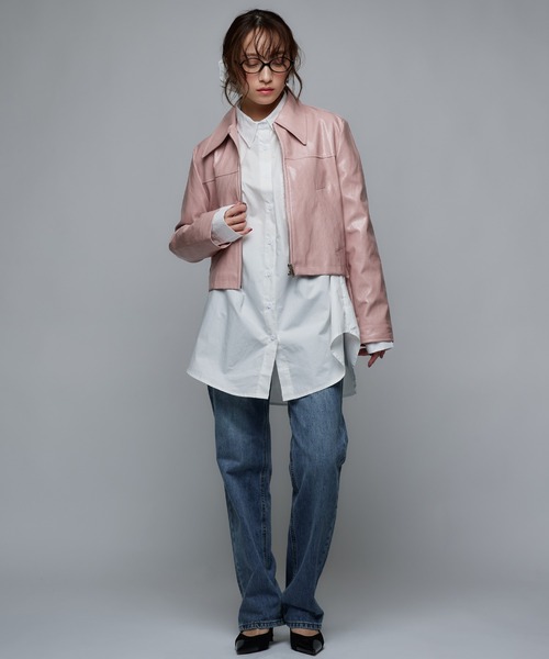 Narcissus（ナルシス）の「【Narcissus】レザージップジャケット（ライダースジャケット・レディース・ピンク・FREE）」の7枚目の写真