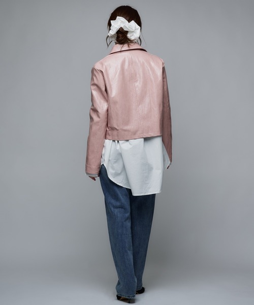 Narcissus（ナルシス）の「【Narcissus】レザージップジャケット（ライダースジャケット・レディース・ピンク・FREE）」の8枚目の写真