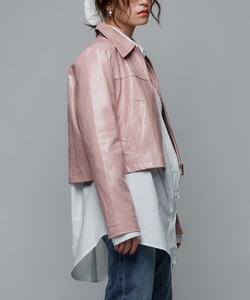 Narcissus（ナルシス）の「【Narcissus】レザージップジャケット（ライダースジャケット・レディース・ピンク・FREE）」の6枚目の写真