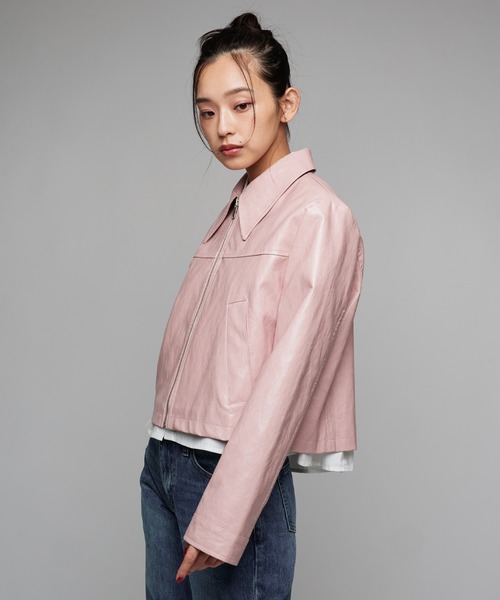 Narcissus（ナルシス）の「【Narcissus】レザージップジャケット（ライダースジャケット・レディース・ピンク・FREE）」の2枚目の写真