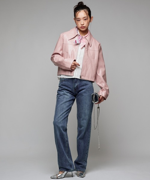 Narcissus（ナルシス）の「【Narcissus】レザージップジャケット（ライダースジャケット・レディース・ピンク・FREE）」の3枚目の写真