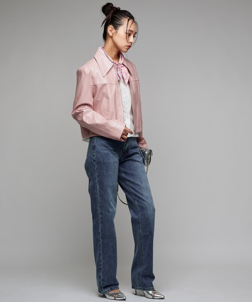 Narcissus（ナルシス）の「【Narcissus】レザージップジャケット（ライダースジャケット・レディース・ピンク・FREE）」の4枚目の写真