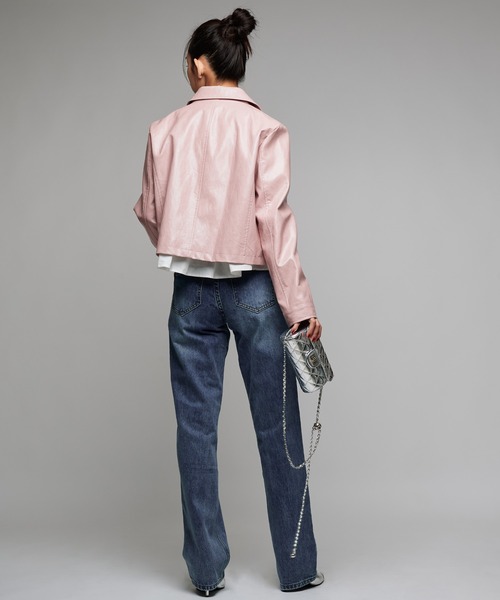 Narcissus（ナルシス）の「【Narcissus】レザージップジャケット（ライダースジャケット・レディース・ピンク・FREE）」の5枚目の写真