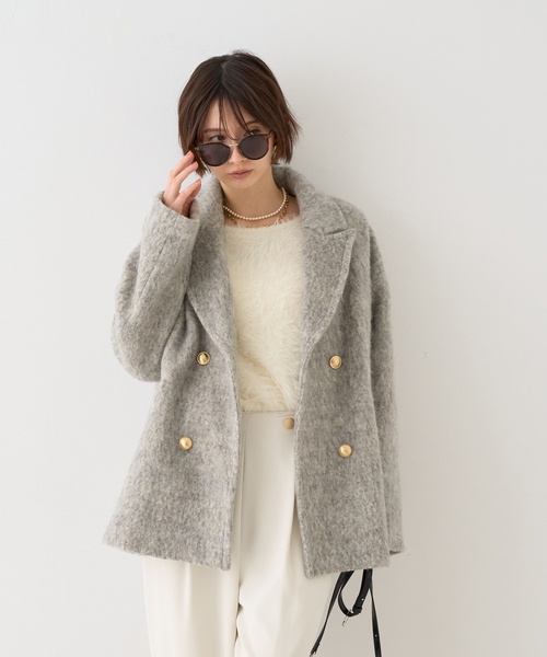 追加4】【一部店舗限定】ラメシャギースライバーPコート/ピーコート