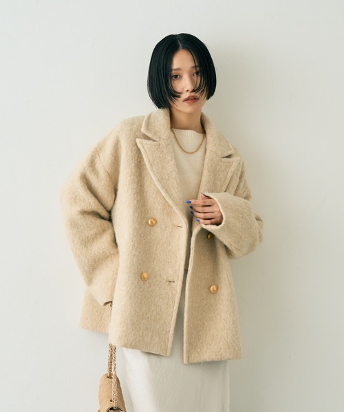 EMMA　ROUGE VIF（エマルージュヴィフ）の「【追加4】【一部店舗限定】ラメシャギースライバーPコート/ピーコート（ピーコート・レディース・ライトグレー/ベージュ・フリー）」の11枚目の写真