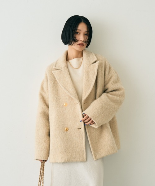 EMMA　ROUGE VIF（エマルージュヴィフ）の「【追加4】【一部店舗限定】ラメシャギースライバーPコート/ピーコート（ピーコート・レディース・ライトグレー/ベージュ・フリー）」の12枚目の写真