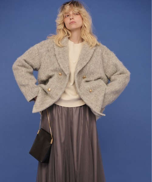 EMMA　ROUGE VIF（エマルージュヴィフ）の「【追加4】【一部店舗限定】ラメシャギースライバーPコート/ピーコート（ピーコート・レディース・ライトグレー/ベージュ・フリー）」の17枚目の写真