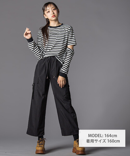 ZIDDY（ジディ）の「ドロストナイロンカーゴパンツ(130~160cm)（カーゴパンツ・キッズ・ブラック/グリーン・FREE/130cm/140cm/150cm）」の3枚目の写真