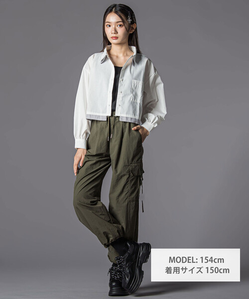 ZIDDY（ジディ）の「ドロストナイロンカーゴパンツ(130~160cm)（カーゴパンツ・キッズ・ブラック/グリーン・FREE/130cm/140cm/150cm）」の5枚目の写真