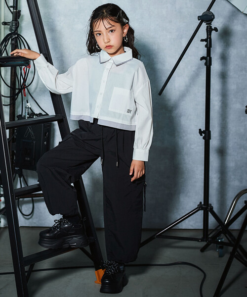 ZIDDY（ジディ）の「ドロストナイロンカーゴパンツ(130~160cm)（カーゴパンツ・キッズ・ブラック/グリーン・FREE/130cm/140cm/150cm）」の7枚目の写真