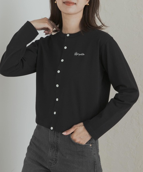 GYMPHLEX（ジムフレックス）の「GYMPHLEX　SHORT CREW NECK CARDIGAN（カーディガン/ボレロ・レディース・ベージュ系その他/ブラック/レッド/ライトグレー・14）」の11枚目の写真