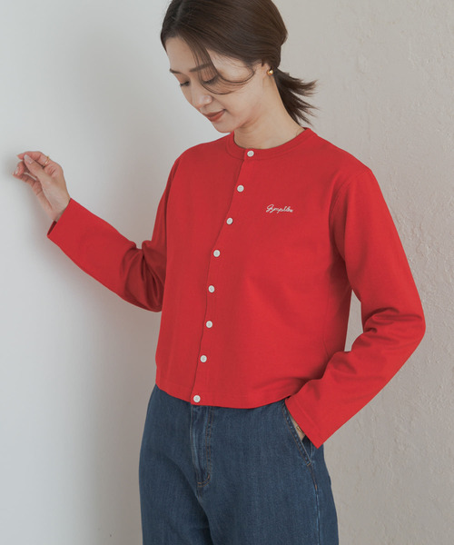 GYMPHLEX（ジムフレックス）の「GYMPHLEX　SHORT CREW NECK CARDIGAN（カーディガン/ボレロ・レディース・ベージュ系その他/ブラック/レッド/ライトグレー・14）」の16枚目の写真