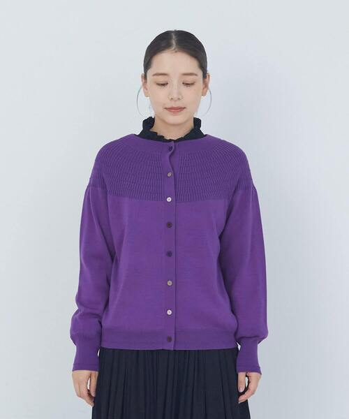 ADIEU TRISTESSE（アデュートリステス）の「キュウシンリブカラフル釦カーディガン（カーディガン/ボレロ・レディース・パープル/ブラック/グレイッシュベージュ・FREE）」の7枚目の写真