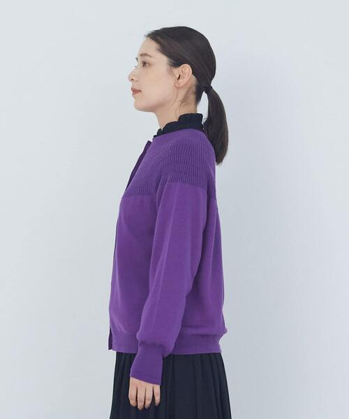 ADIEU TRISTESSE（アデュートリステス）の「キュウシンリブカラフル釦カーディガン（カーディガン/ボレロ・レディース・パープル/ブラック/グレイッシュベージュ・FREE）」の8枚目の写真