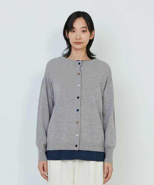 ADIEU TRISTESSE（アデュートリステス）の「キュウシンリブカラフル釦カーディガン（カーディガン/ボレロ・レディース・パープル/ブラック/グレイッシュベージュ・FREE）」の20枚目の写真