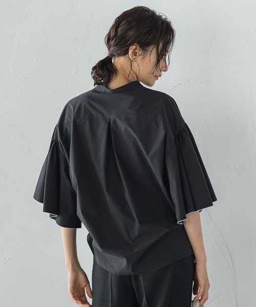 LAUTREAMONT（ロートレアモン）の「ストレッチフレアスリーブブラウス≪洗濯機で洗える≫（シャツ/ブラウス・レディース・ブラック/ベージュ・9号）」の12枚目の写真