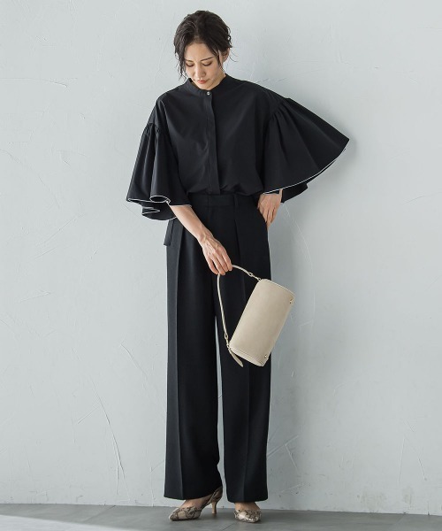 LAUTREAMONT（ロートレアモン）の「ストレッチフレアスリーブブラウス≪洗濯機で洗える≫（シャツ/ブラウス・レディース・ブラック/ベージュ・9号）」の14枚目の写真