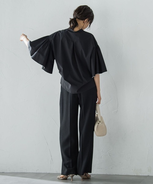 LAUTREAMONT（ロートレアモン）の「ストレッチフレアスリーブブラウス≪洗濯機で洗える≫（シャツ/ブラウス・レディース・ブラック/ベージュ・9号）」の15枚目の写真