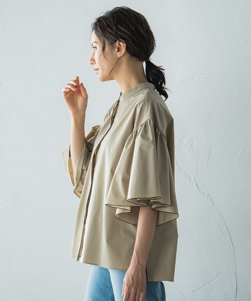 LAUTREAMONT（ロートレアモン）の「ストレッチフレアスリーブブラウス≪洗濯機で洗える≫（シャツ/ブラウス・レディース・ブラック/ベージュ・9号）」の18枚目の写真