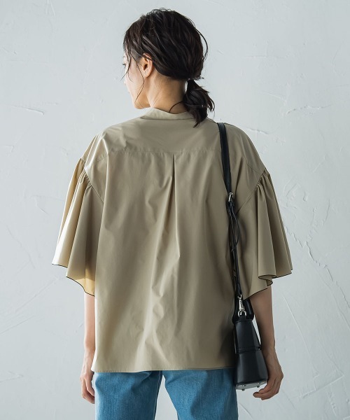 LAUTREAMONT（ロートレアモン）の「ストレッチフレアスリーブブラウス≪洗濯機で洗える≫（シャツ/ブラウス・レディース・ブラック/ベージュ・9号）」の19枚目の写真