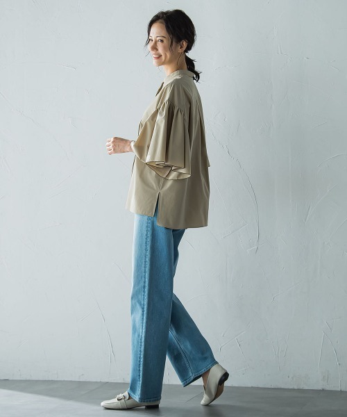 LAUTREAMONT（ロートレアモン）の「ストレッチフレアスリーブブラウス≪洗濯機で洗える≫（シャツ/ブラウス・レディース・ブラック/ベージュ・9号）」の22枚目の写真