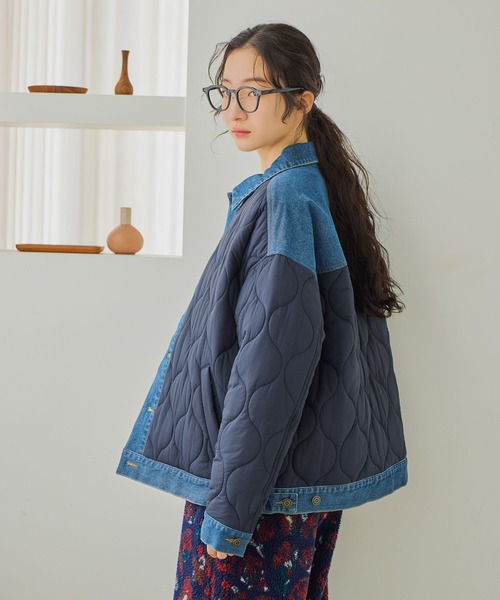 niko and...（ニコアンド）の「デニムキルトドッキングジャケット（その他アウター・レディース・ブラック/カーキ/ネイビー・MEDIUM/LARGE）」の3枚目の写真