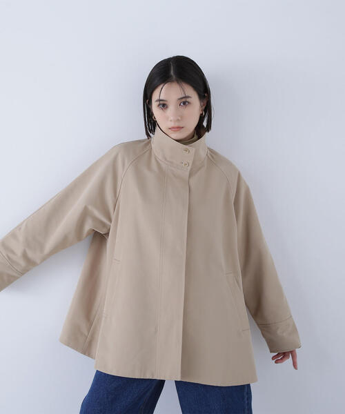 NATURAL BEAUTY BASIC(ナチュラルビューティーベーシック)の「◇スタンドネックテントラインブルゾン(ブルゾン・レディース・ブラック/ベージュ・MEDIUM/SMALL)」の3枚目の写真